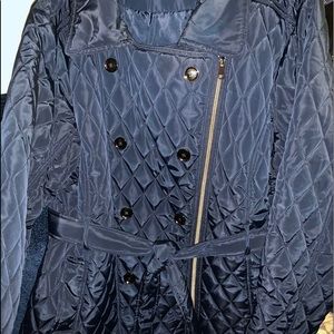 Navy Blue Quilted Coat with belt..